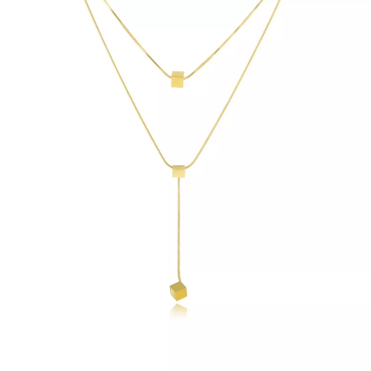 18K Gold - Plated Double Layered Geometric Necklace - MAD RUFFI