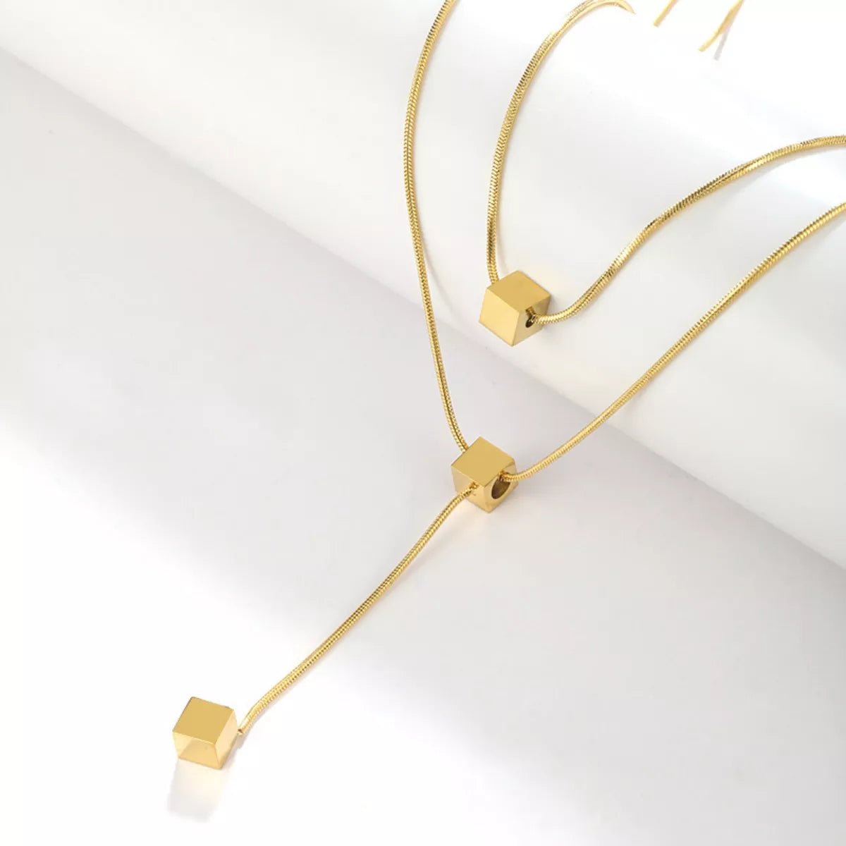 18K Gold - Plated Double Layered Geometric Necklace - MAD RUFFI