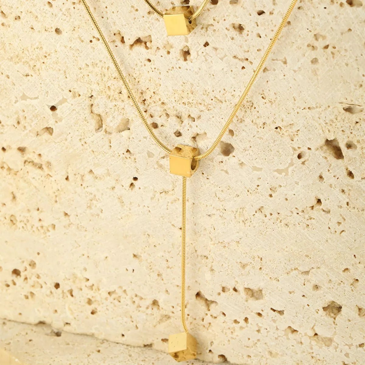18K Gold - Plated Double Layered Geometric Necklace - MAD RUFFI