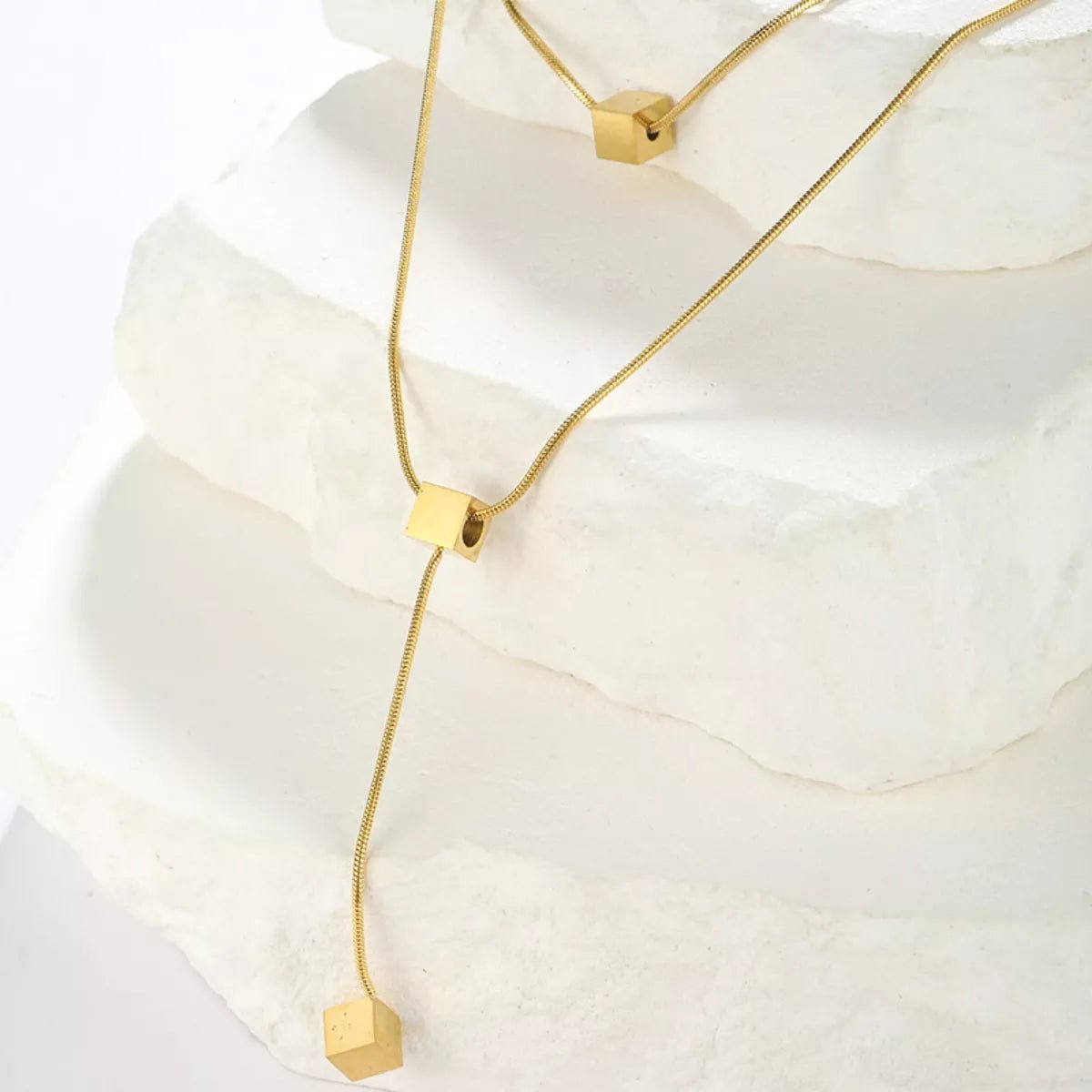 18K Gold - Plated Double Layered Geometric Necklace - MAD RUFFI