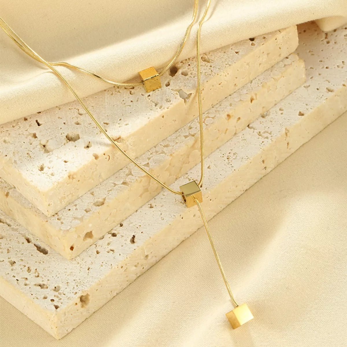 18K Gold - Plated Double Layered Geometric Necklace - MAD RUFFI