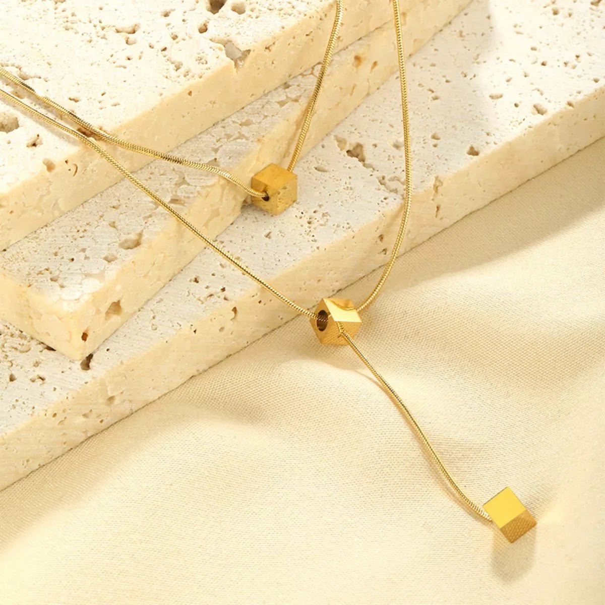 18K Gold - Plated Double Layered Geometric Necklace - MAD RUFFI