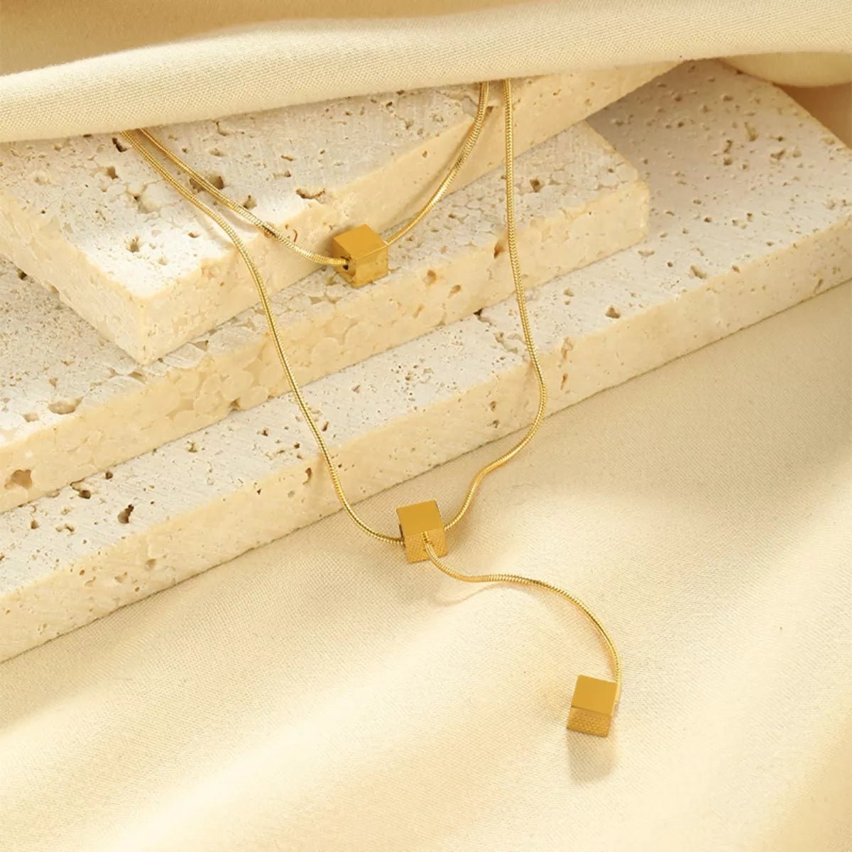 18K Gold - Plated Double Layered Geometric Necklace - MAD RUFFI