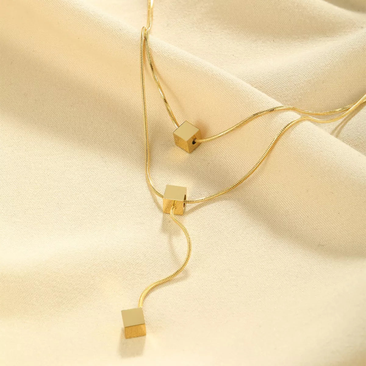 18K Gold - Plated Double Layered Geometric Necklace - MAD RUFFI