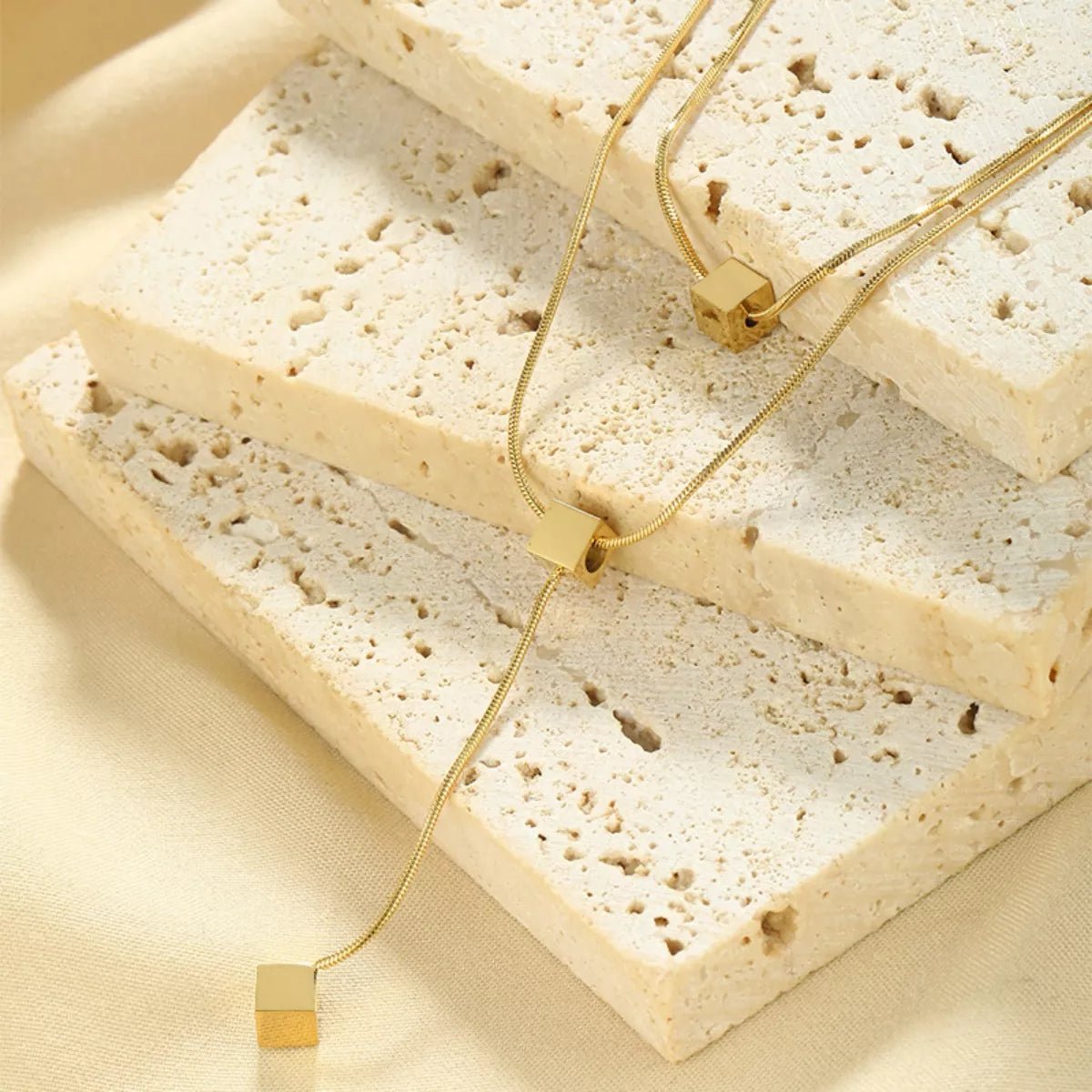 18K Gold - Plated Double Layered Geometric Necklace - MAD RUFFI