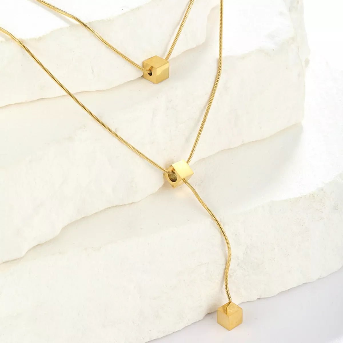 18K Gold - Plated Double Layered Geometric Necklace - MAD RUFFI