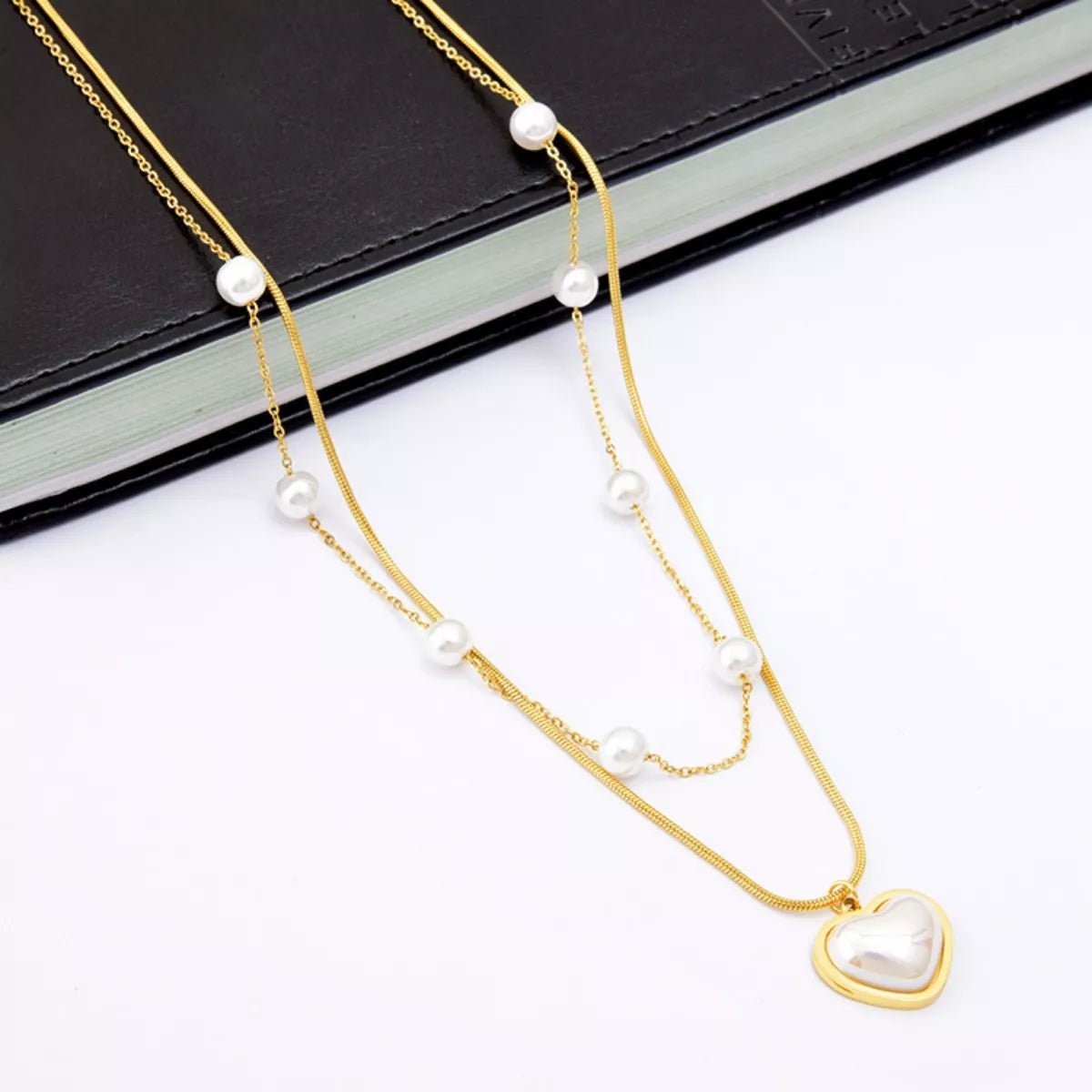 18K Gold - Plated Double Layered Heart Necklace - MAD RUFFI