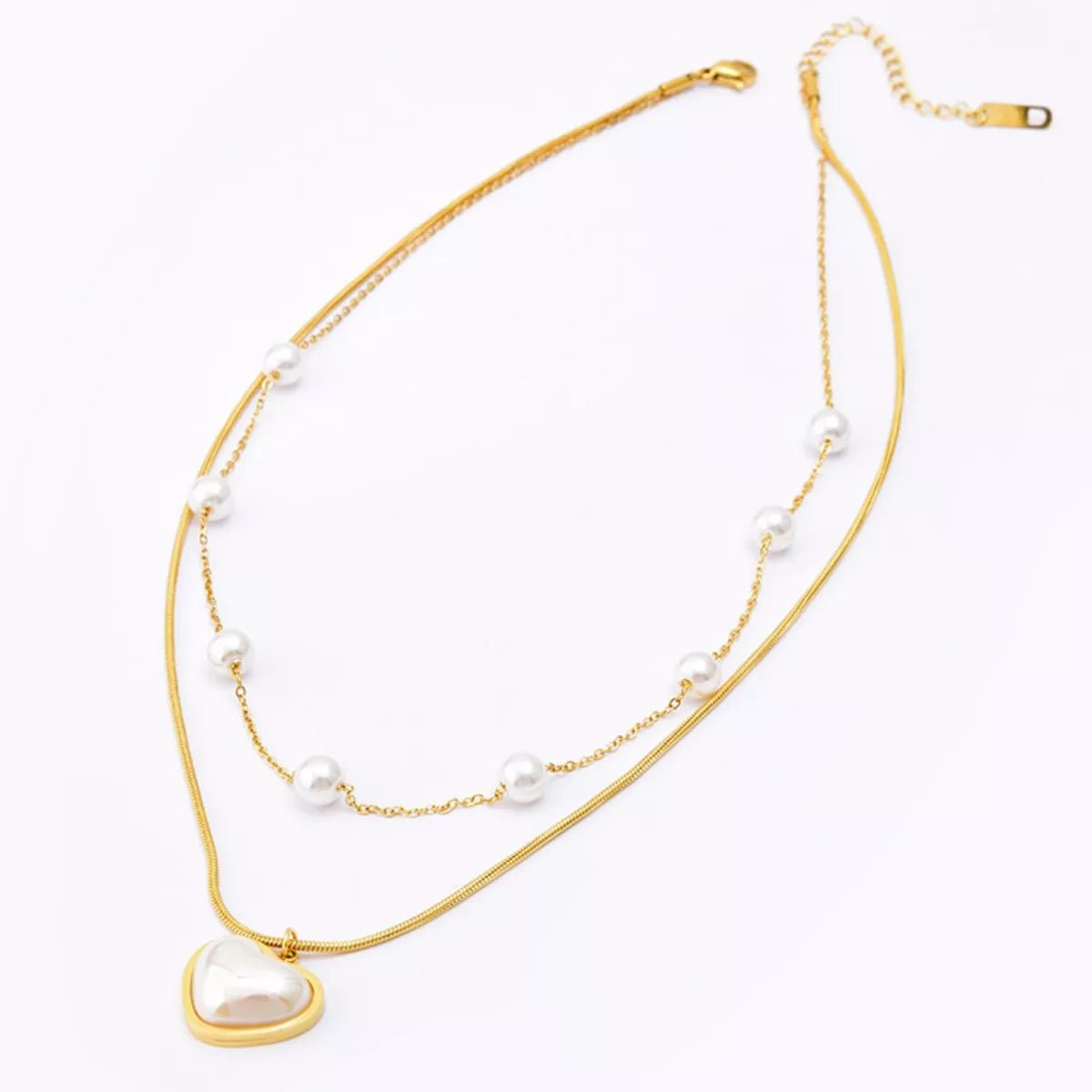 18K Gold - Plated Double Layered Heart Necklace - MAD RUFFI