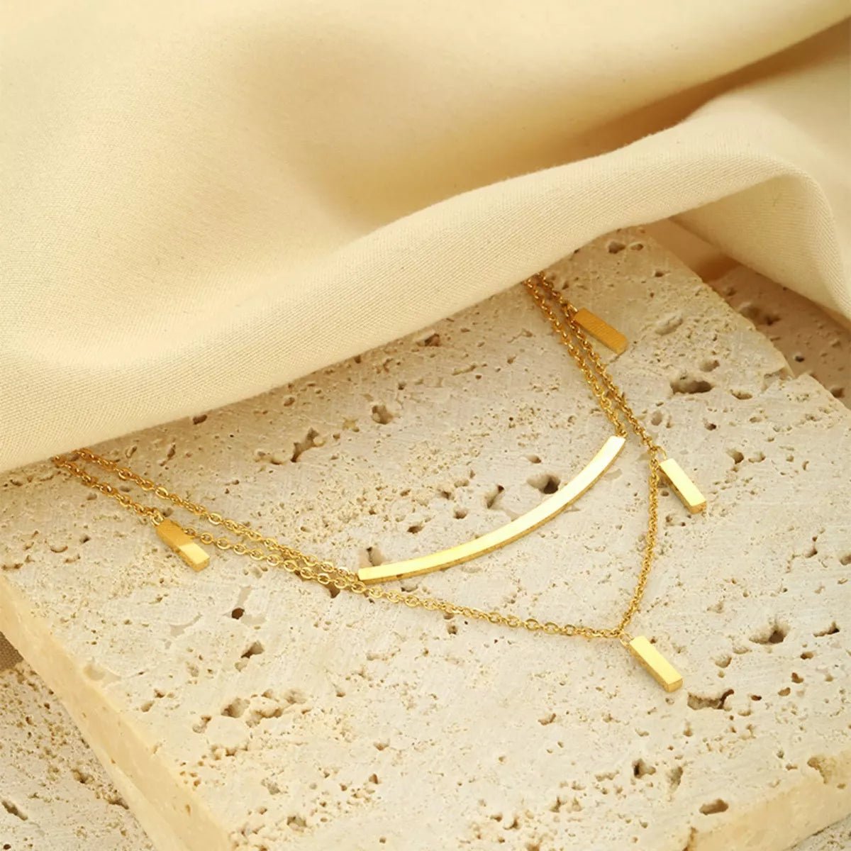 18K Gold - Plated Double Layered Necklace - MAD RUFFI