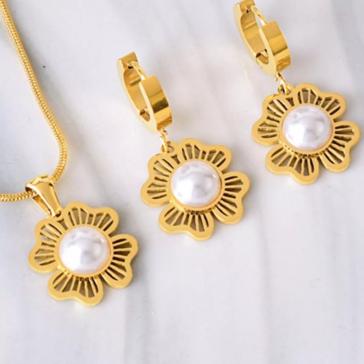 18K Gold - Plated Flower Jewelry Set - MAD RUFFI