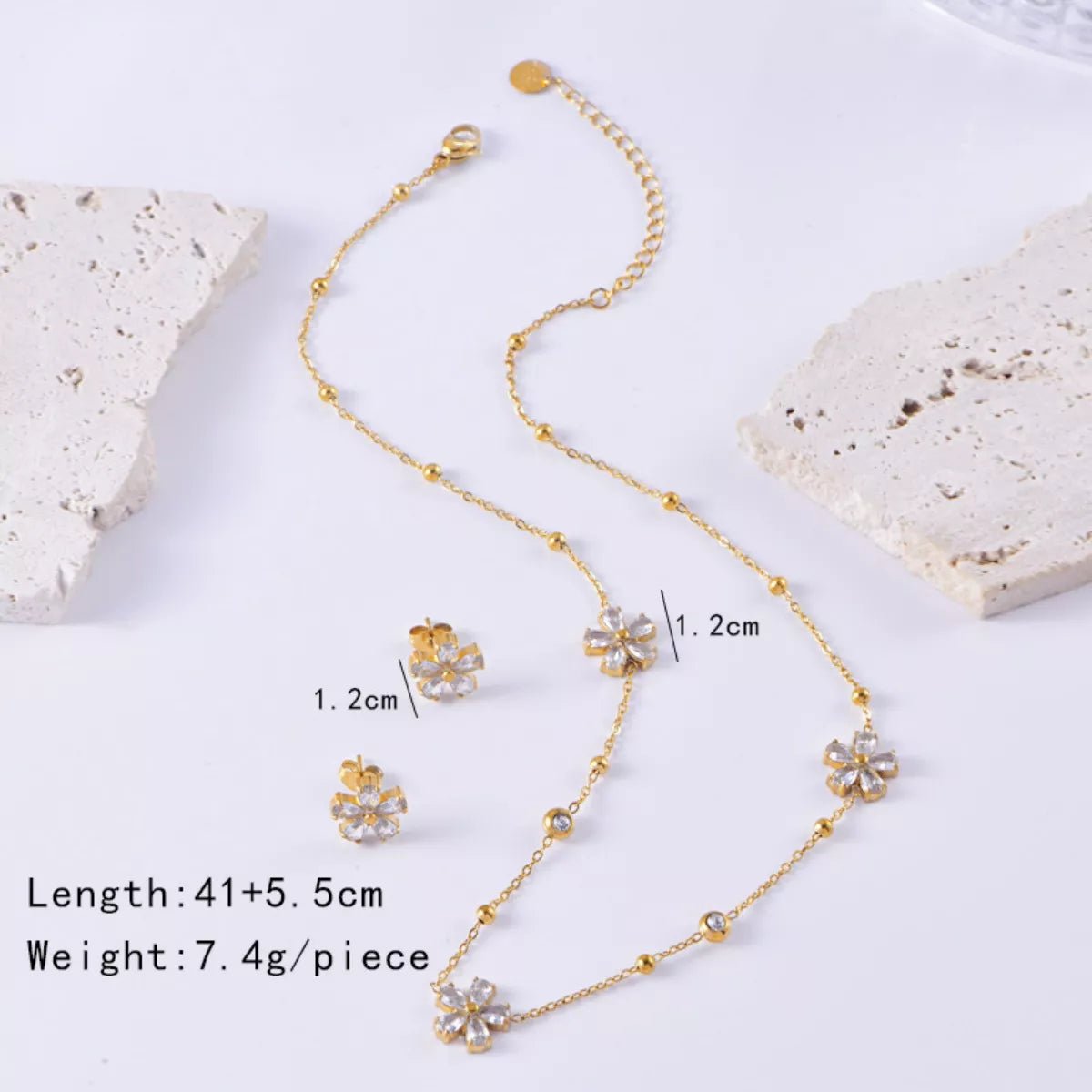 18K Gold - Plated Flower Jewelry Set - MAD RUFFI