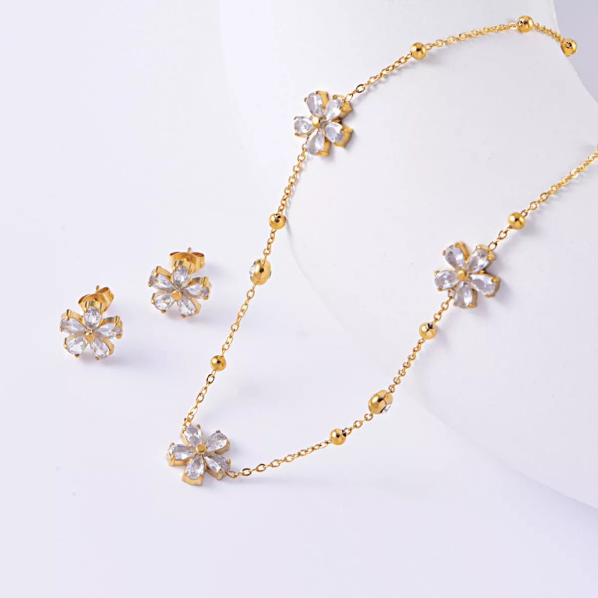 18K Gold - Plated Flower Jewelry Set - MAD RUFFI