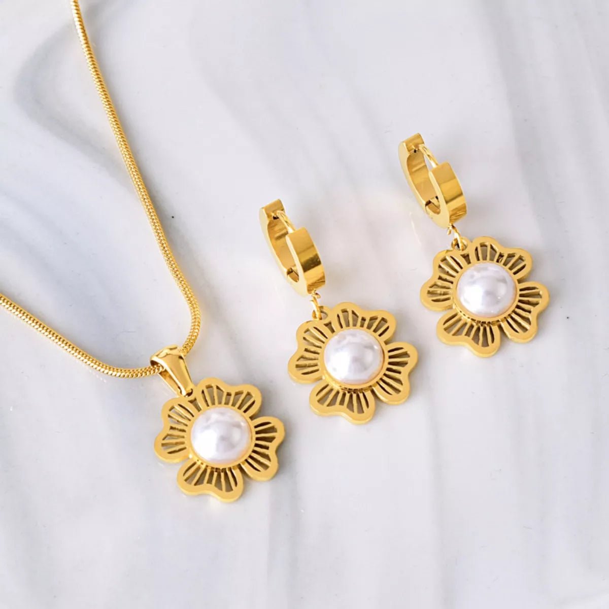18K Gold - Plated Flower Jewelry Set - MAD RUFFI