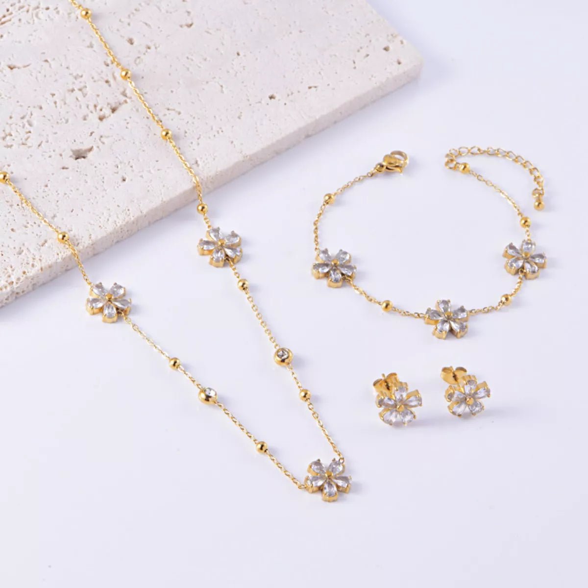 18K Gold - Plated Flower Jewelry Set - MAD RUFFI