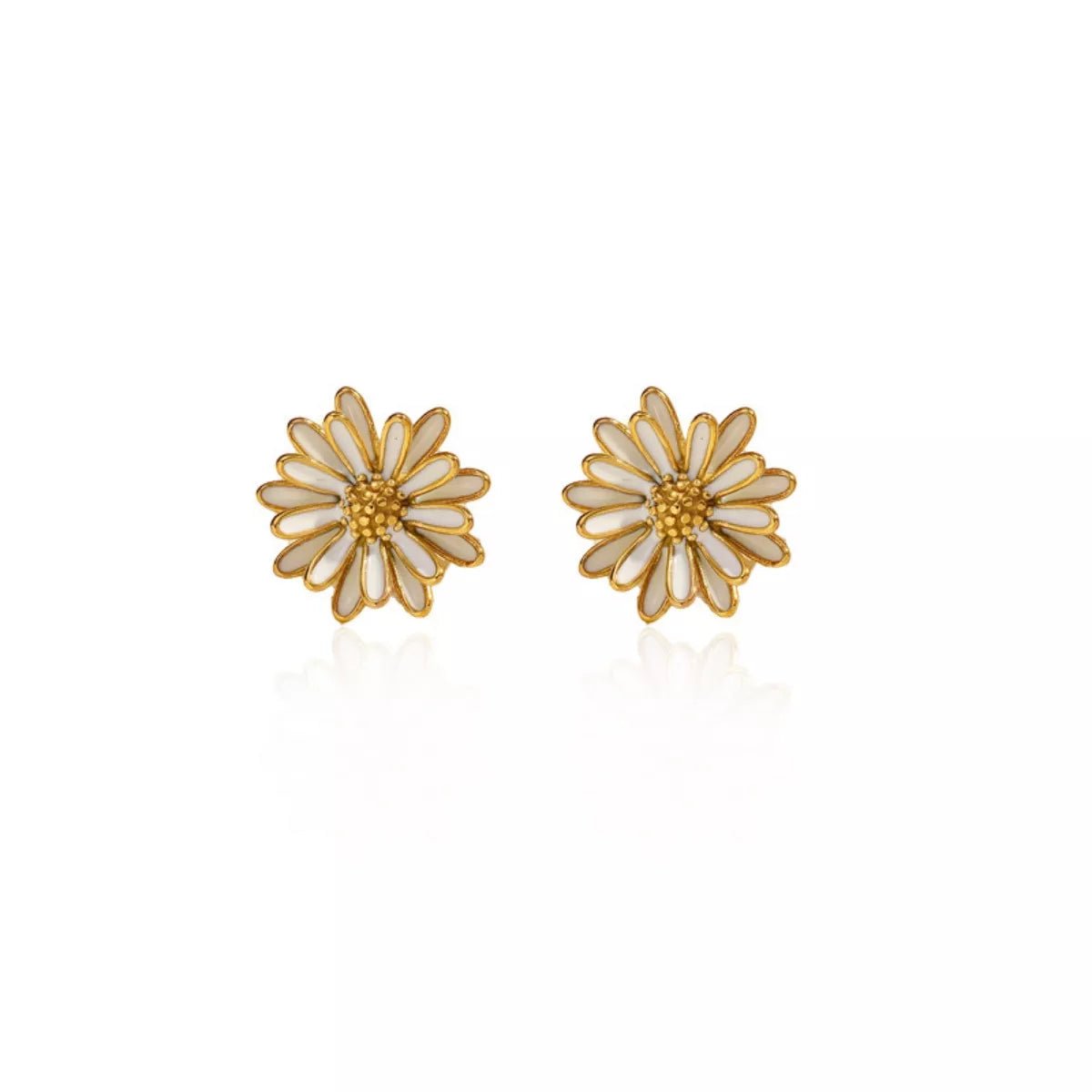 18K Gold - Plated Flower Stud Earrings - MAD RUFFI