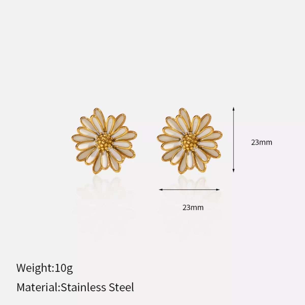 18K Gold - Plated Flower Stud Earrings - MAD RUFFI