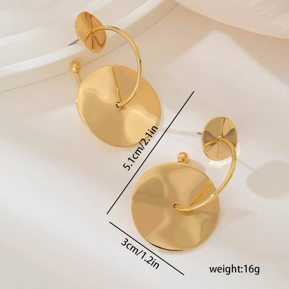 18K Gold - Plated Geometric Circle Drop Earrings - MAD RUFFI
