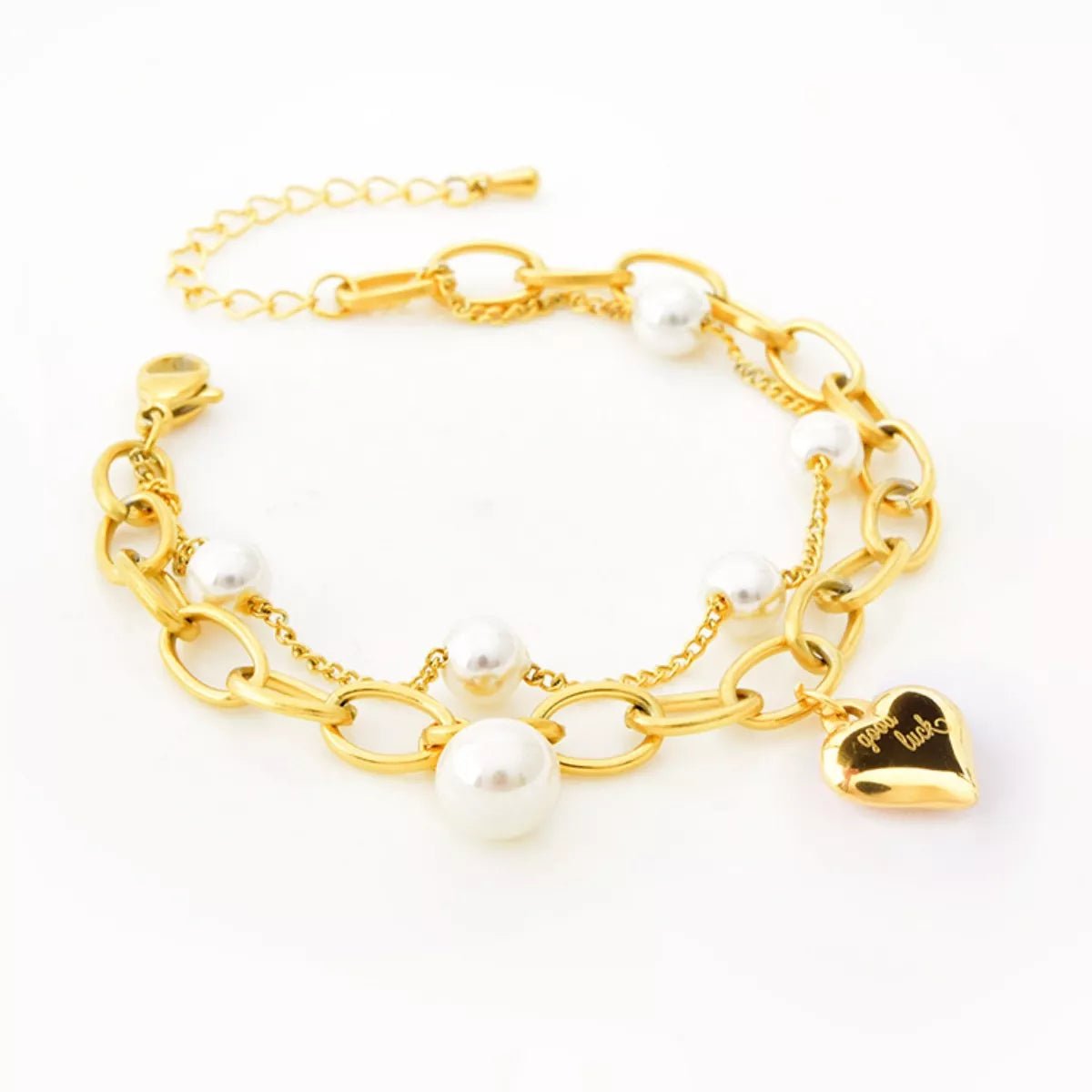 18K Gold - Plated Heart Charm Bracelet - MAD RUFFI