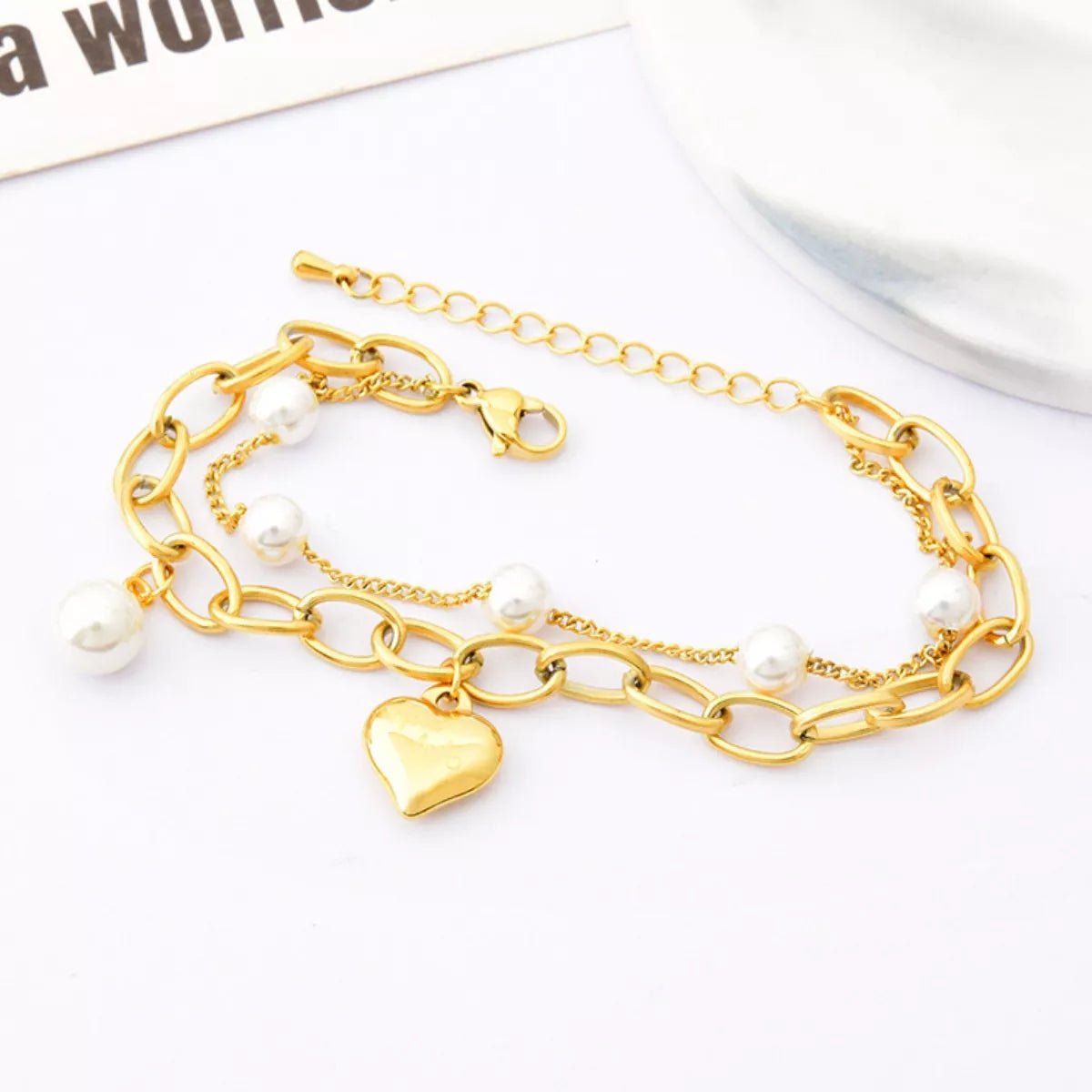 18K Gold - Plated Heart Charm Bracelet - MAD RUFFI