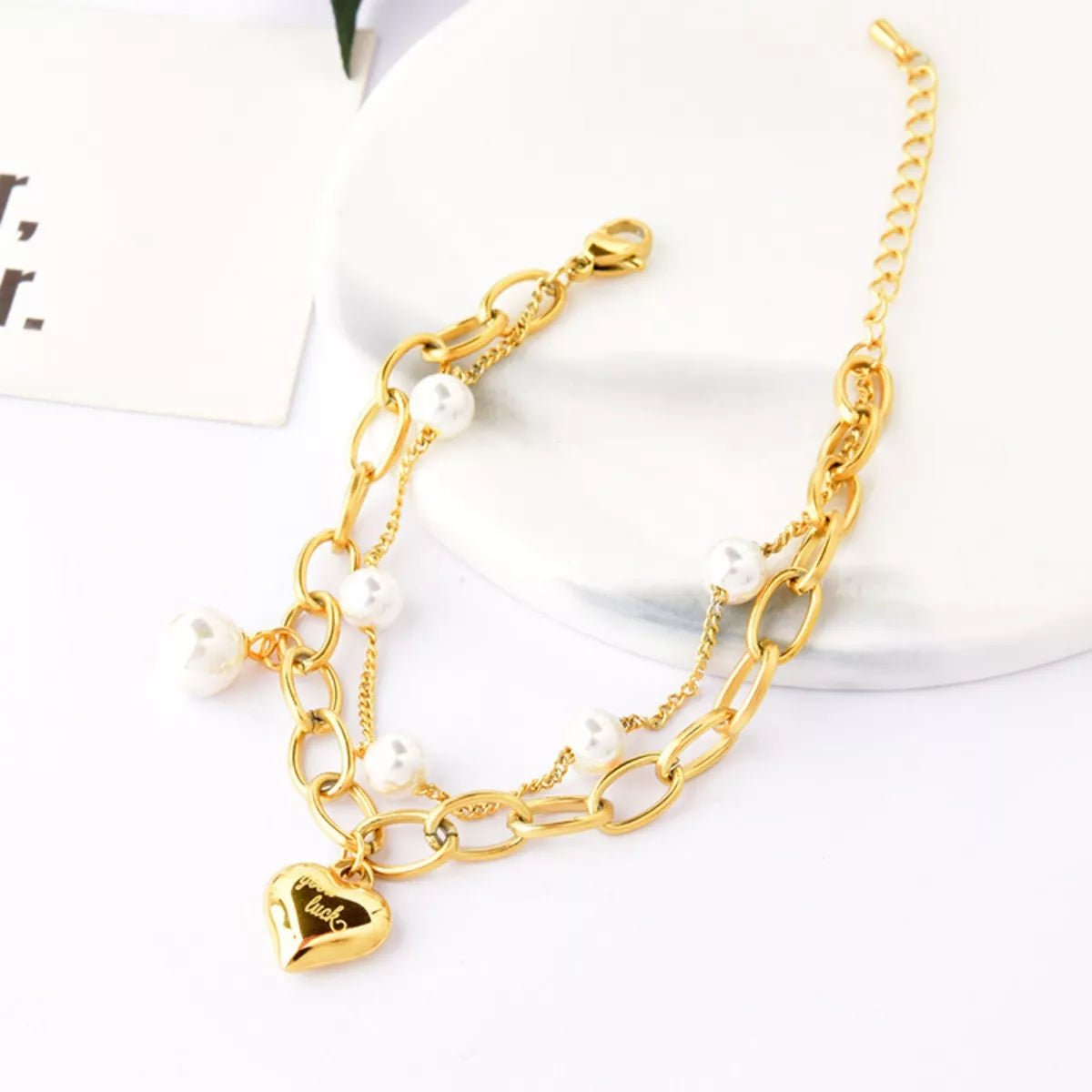 18K Gold - Plated Heart Charm Bracelet - MAD RUFFI