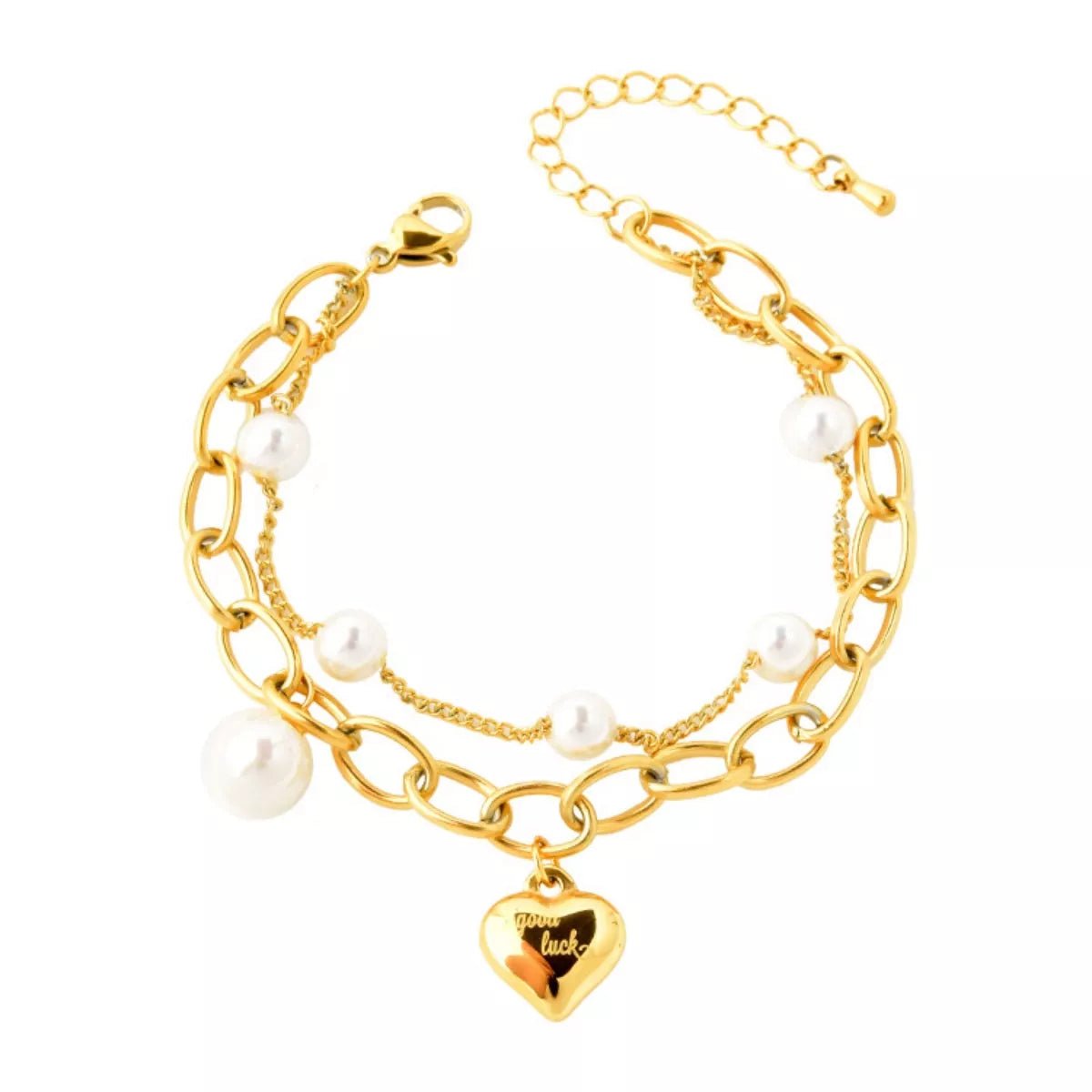18K Gold - Plated Heart Charm Bracelet - MAD RUFFI