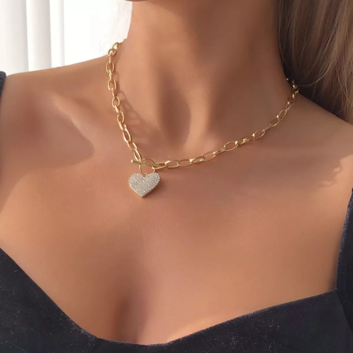18K Gold - Plated Heart Pendant Necklace - MAD RUFFI