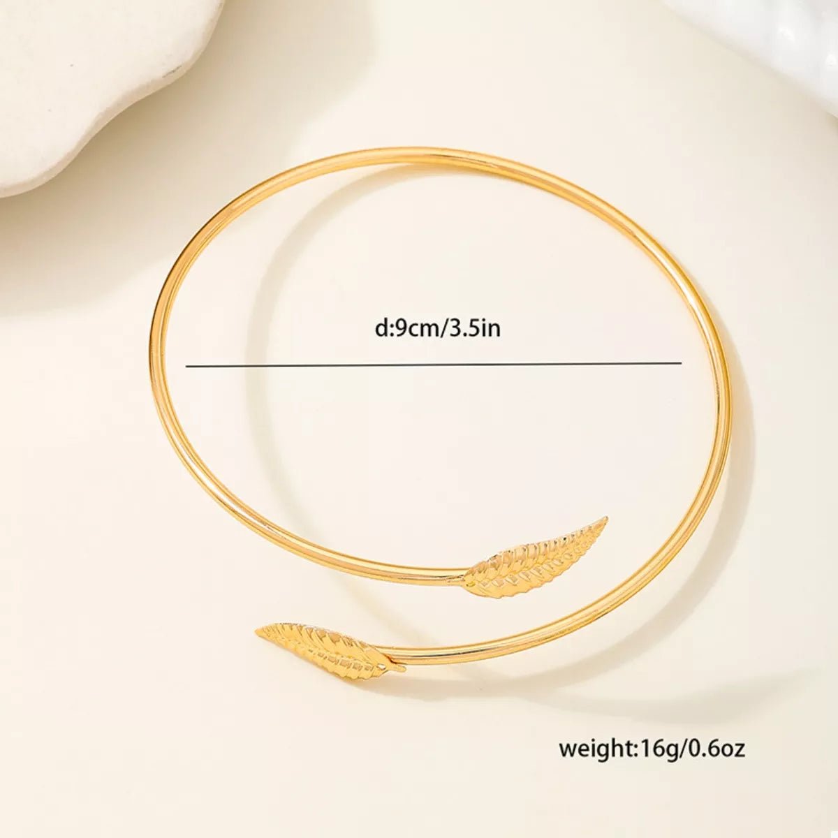 18K Gold - Plated Leaf Open Cuff Bracelet - MAD RUFFI