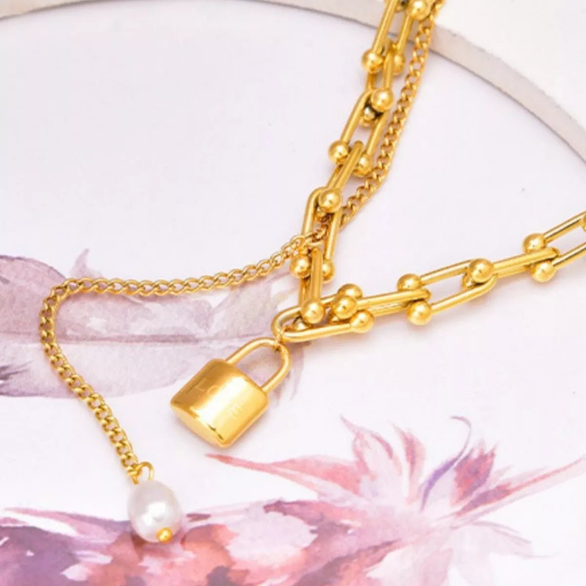 18K Gold - Plated Lock Pendant Necklace - MAD RUFFI