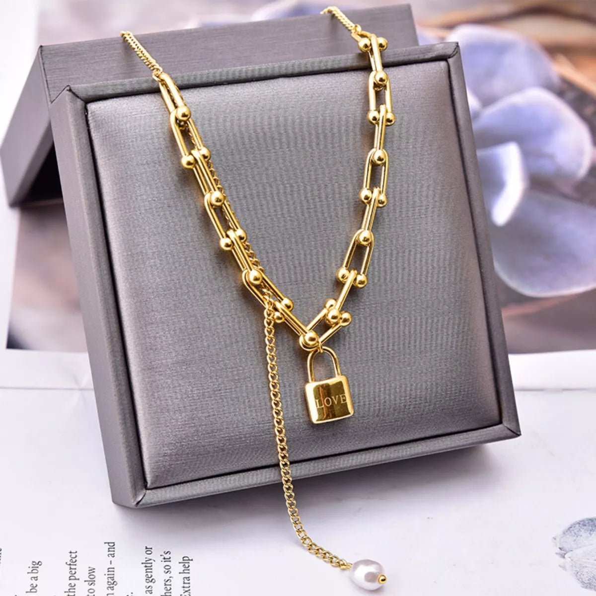 18K Gold - Plated Lock Pendant Necklace - MAD RUFFI
