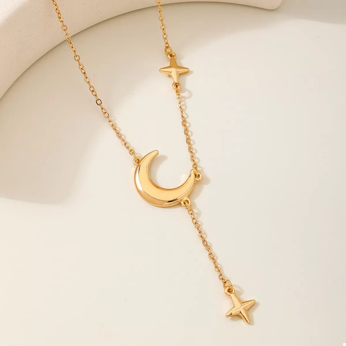 18K Gold - Plated Moon and Star Gold Chain Necklace - MAD RUFFI