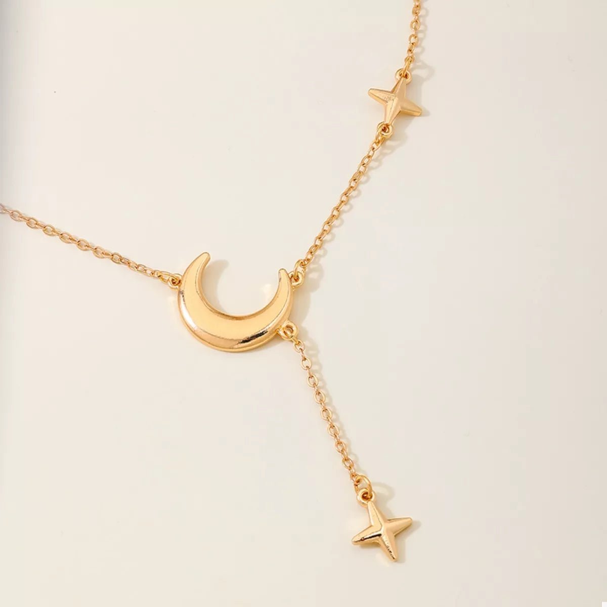 18K Gold - Plated Moon and Star Gold Chain Necklace - MAD RUFFI