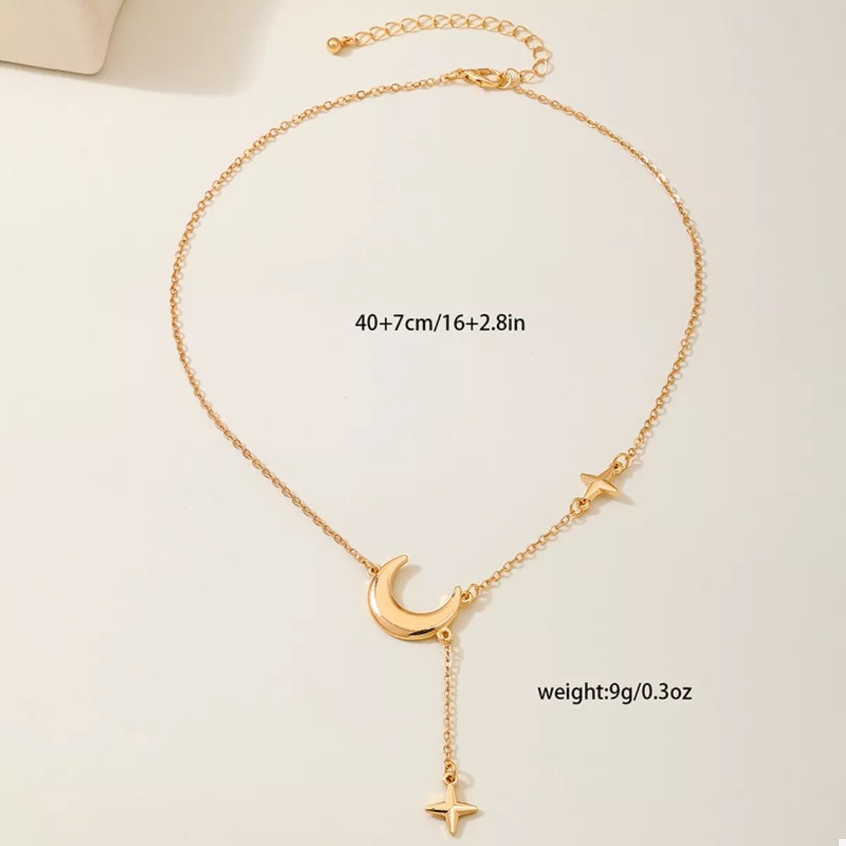 18K Gold - Plated Moon and Star Gold Chain Necklace - MAD RUFFI