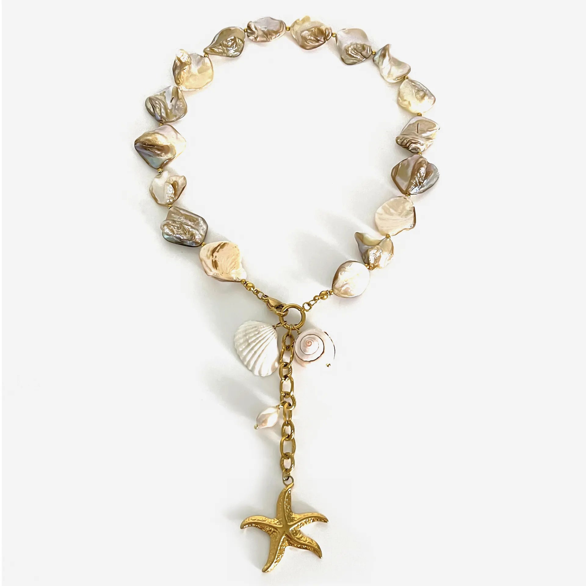 18K Gold - Plated Ocean Theme Necklace with Starfish Pendant - MAD RUFFI