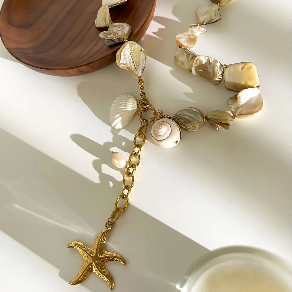18K Gold - Plated Ocean Theme Necklace with Starfish Pendant - MAD RUFFI