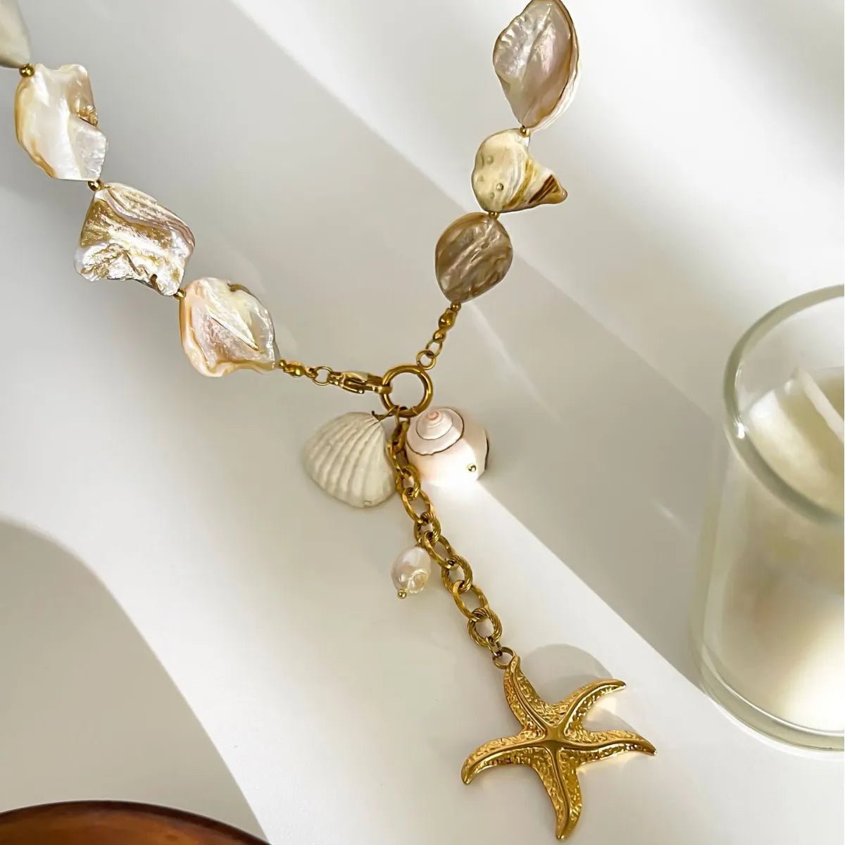 18K Gold - Plated Ocean Theme Necklace with Starfish Pendant - MAD RUFFI