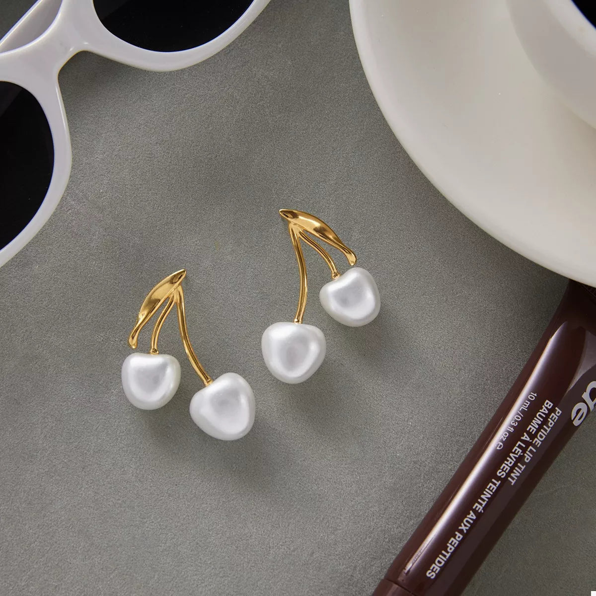 18K Gold - Plated Pearl Cherry Earrings - MAD RUFFI