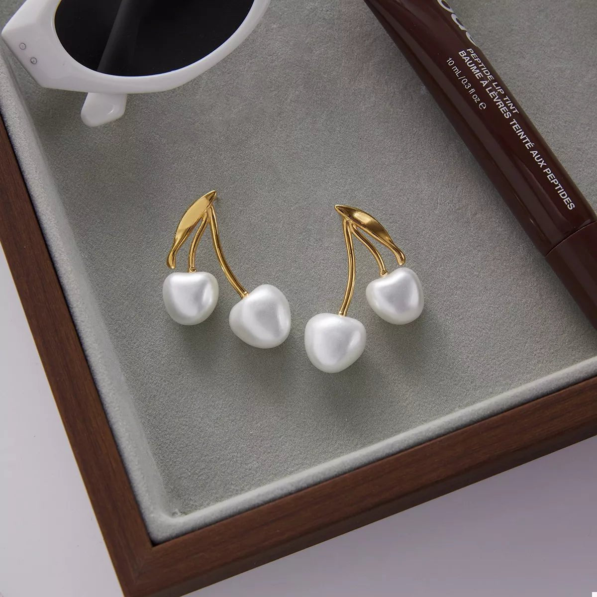 18K Gold - Plated Pearl Cherry Earrings - MAD RUFFI