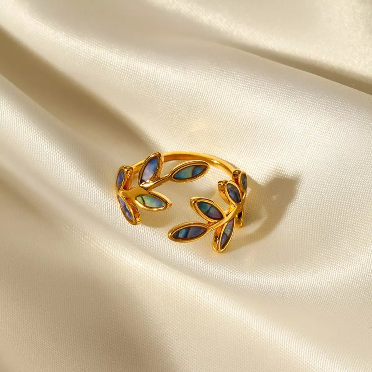 18K Gold - Plated Resin Leaf Bypass Ring - MAD RUFFI