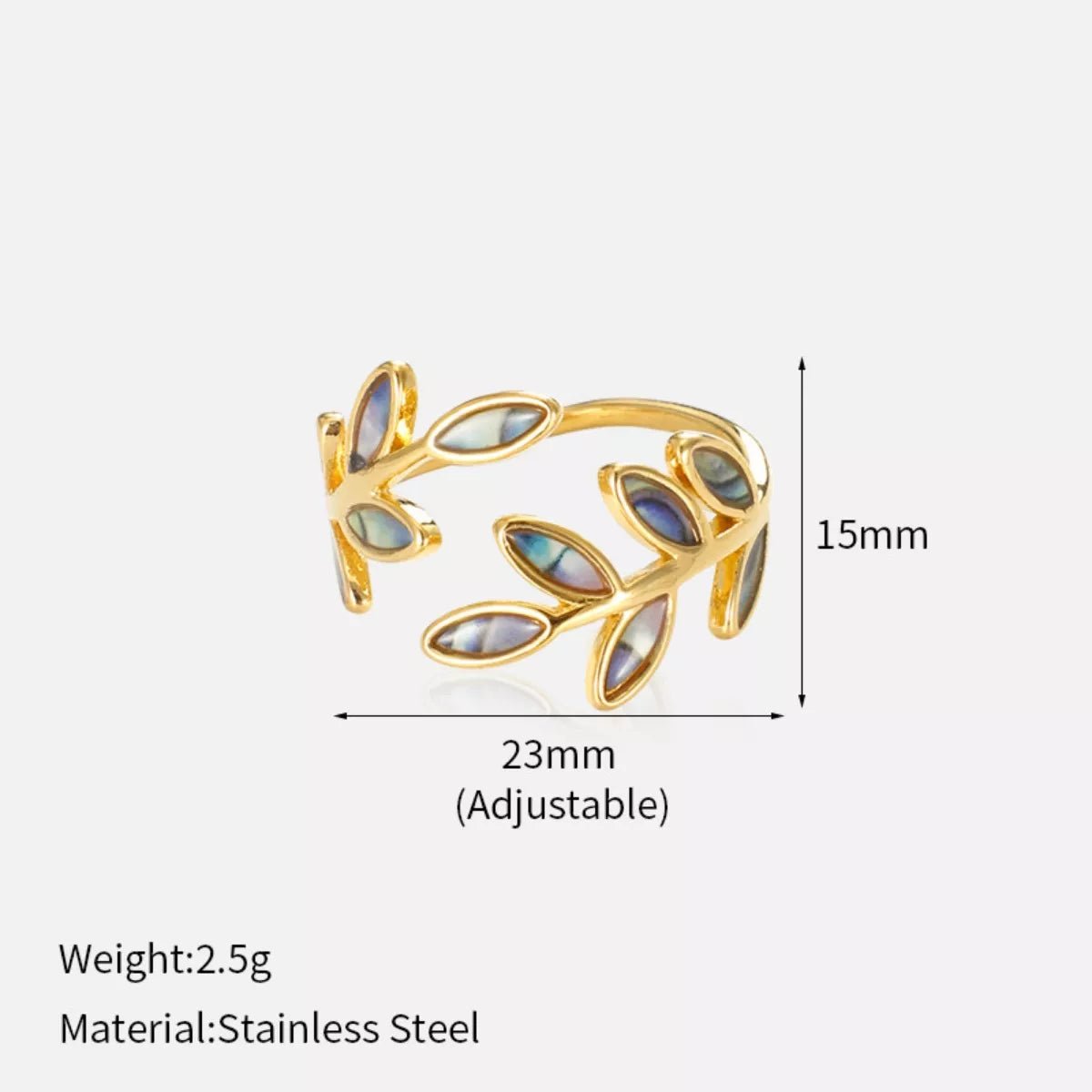 18K Gold - Plated Resin Leaf Bypass Ring - MAD RUFFI