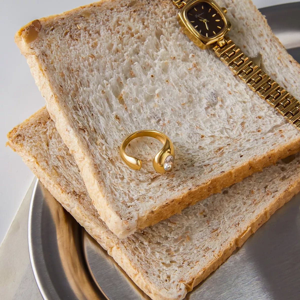 18K Gold - Plated Rhinestone Open Ring - MAD RUFFI