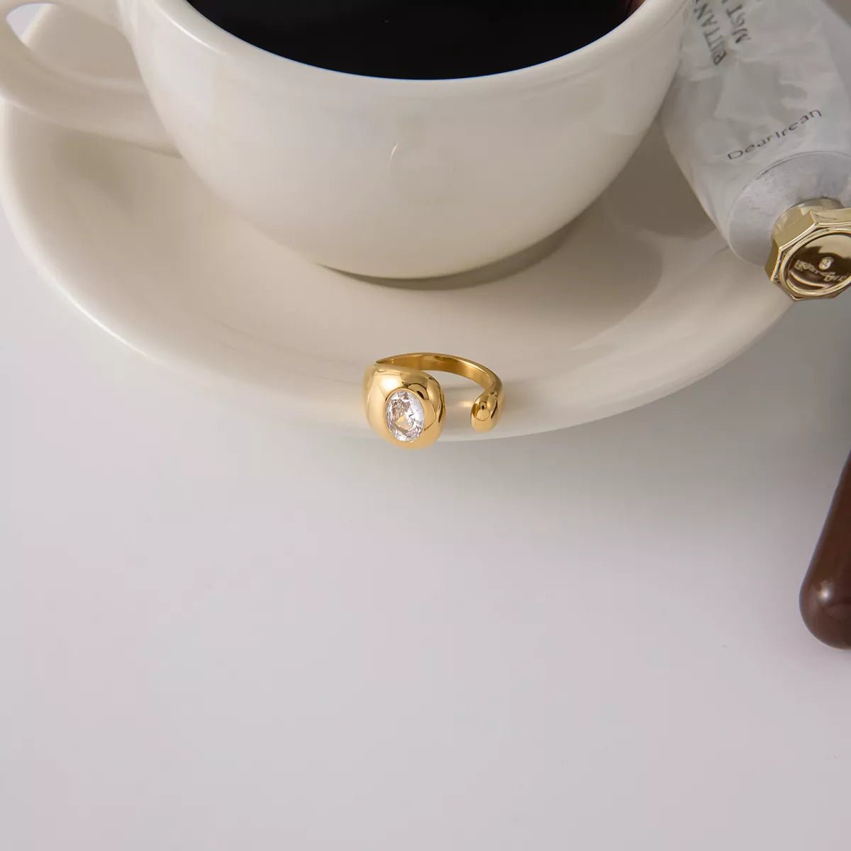 18K Gold - Plated Rhinestone Open Ring - MAD RUFFI