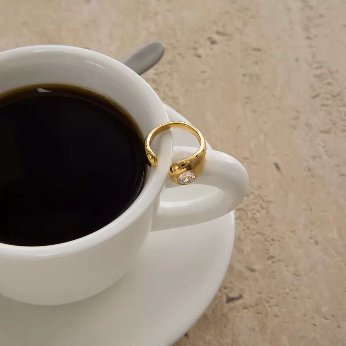 18K Gold - Plated Rhinestone Open Ring - MAD RUFFI