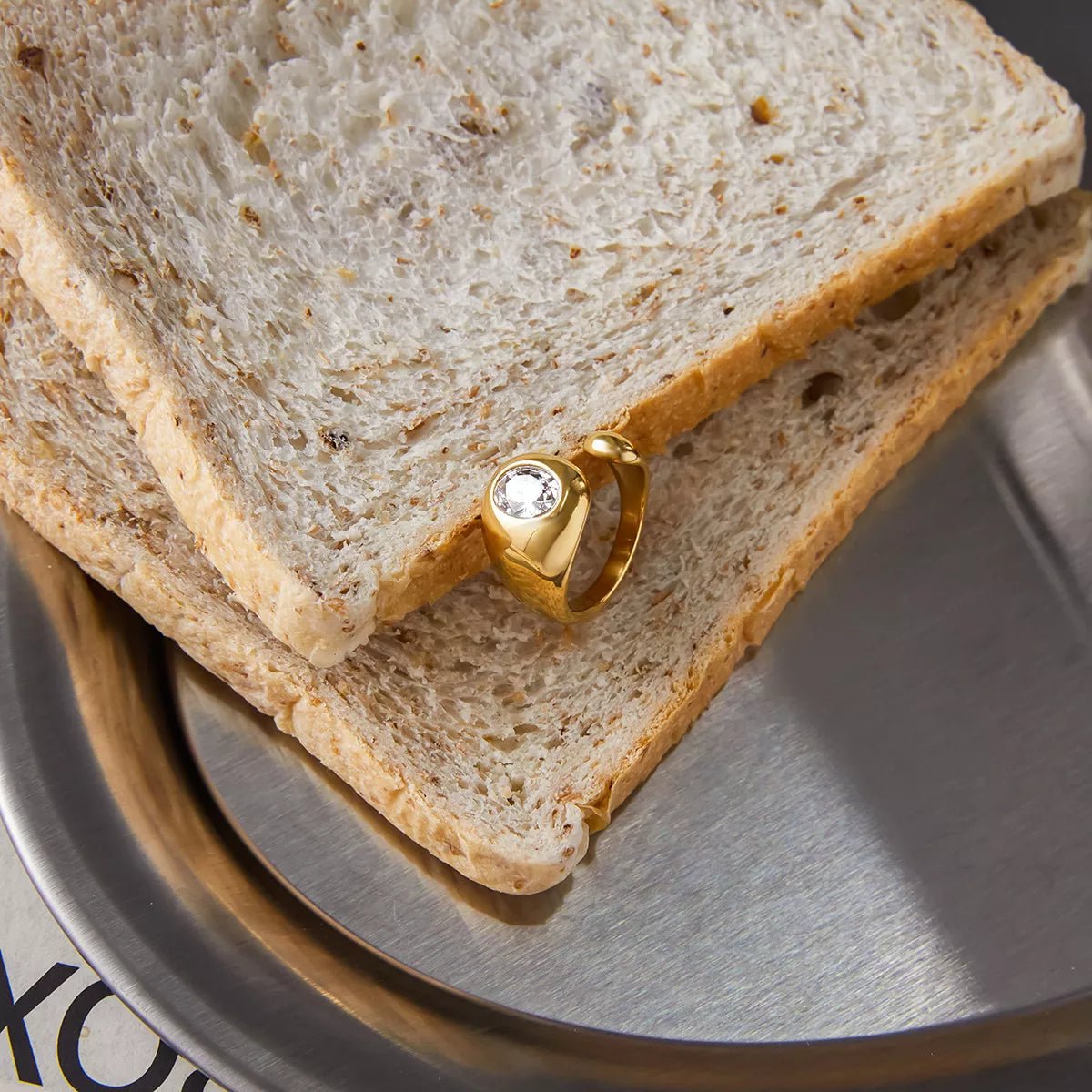 18K Gold - Plated Rhinestone Open Ring - MAD RUFFI