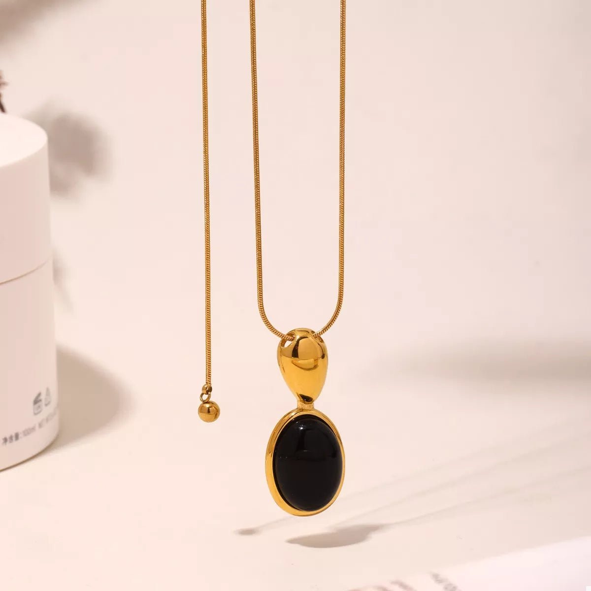 18K Gold - Plated Stainless Steel Necklace with Teardrop Pendant - MAD RUFFI