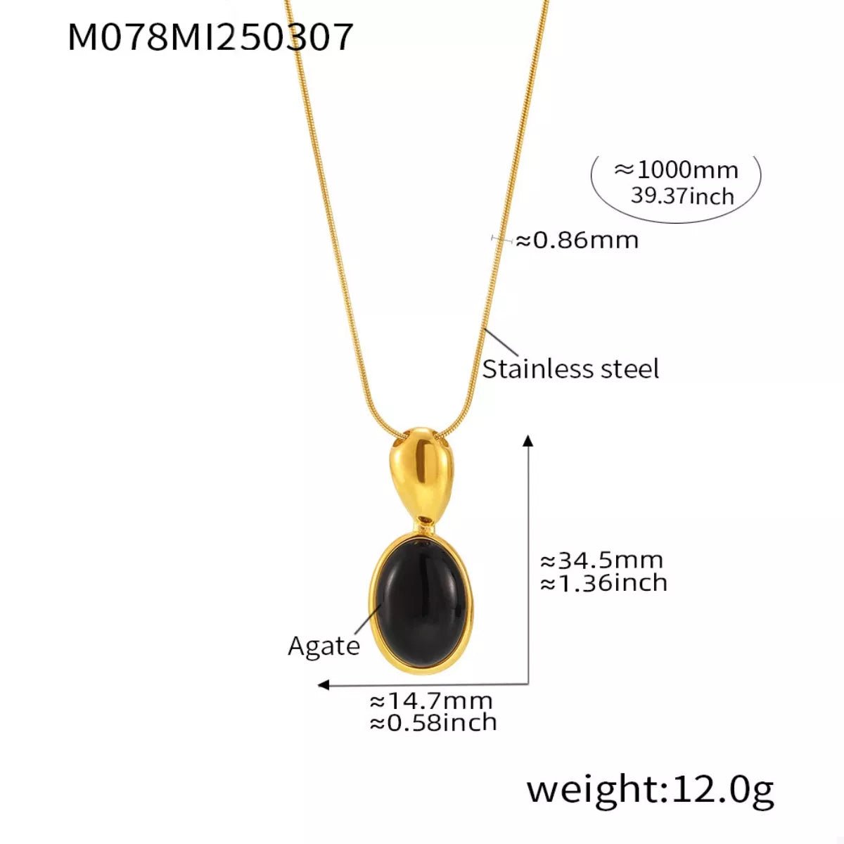 18K Gold - Plated Stainless Steel Necklace with Teardrop Pendant - MAD RUFFI