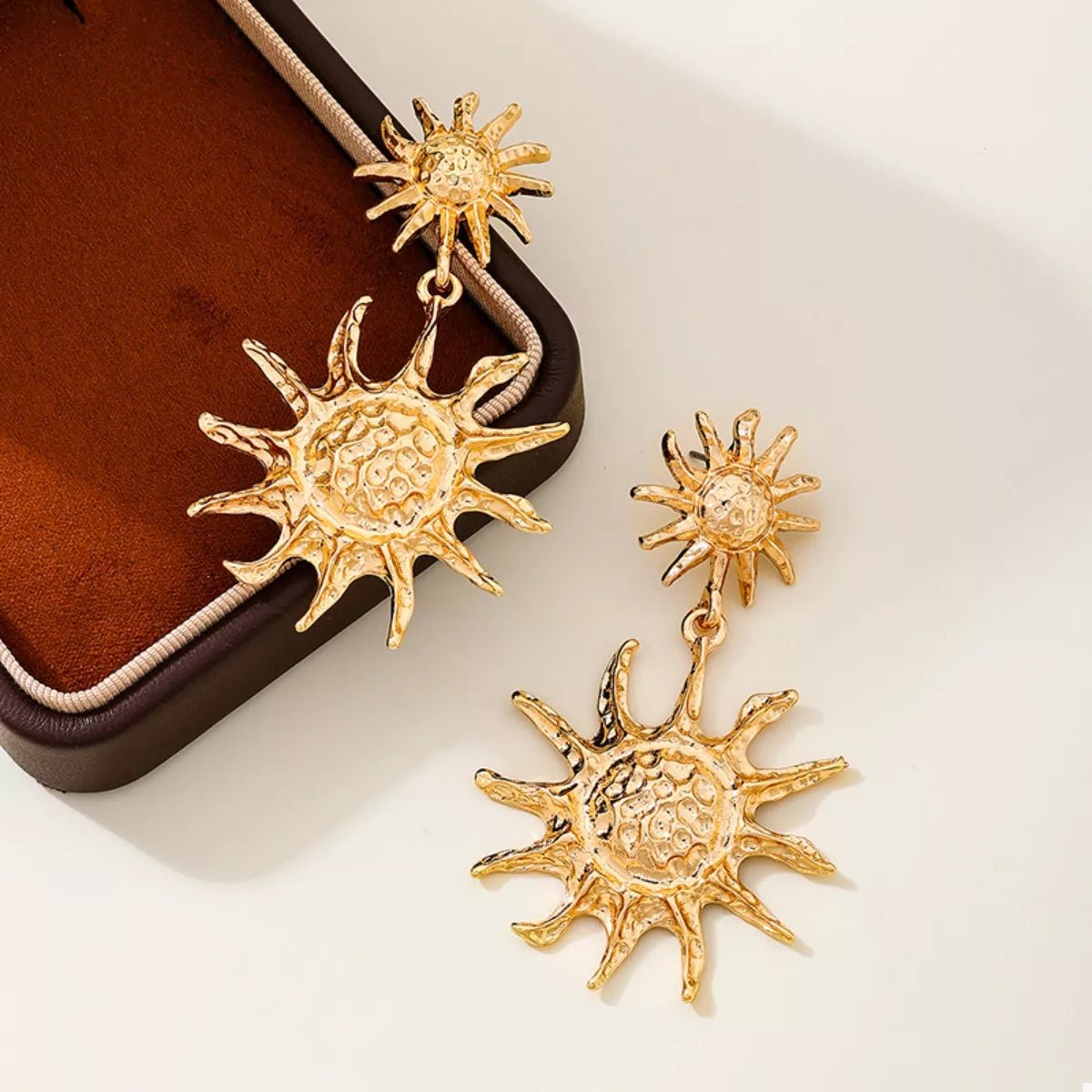 18K Gold - Plated Sun Burst Drop Earrings - MAD RUFFI