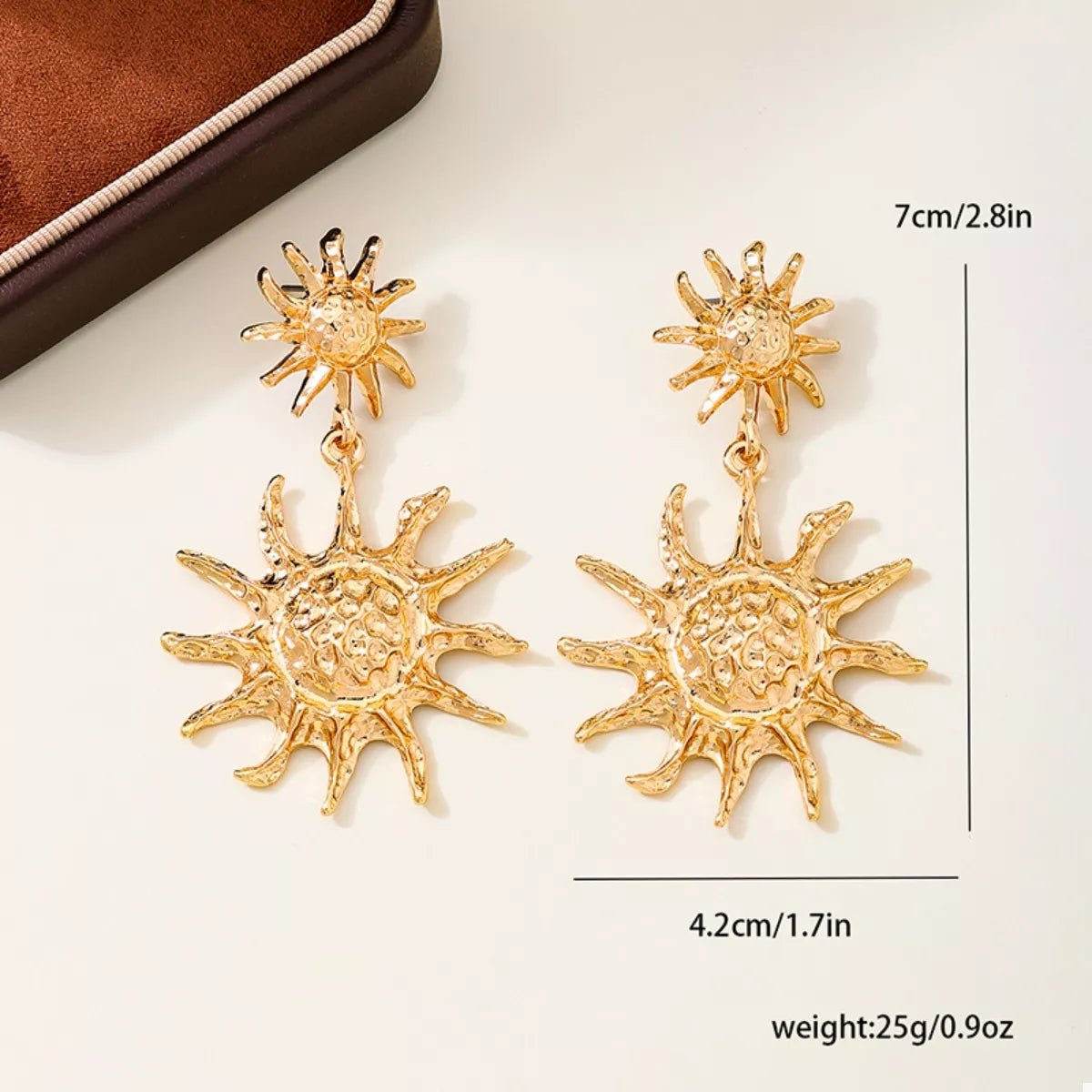 18K Gold - Plated Sun Burst Drop Earrings - MAD RUFFI