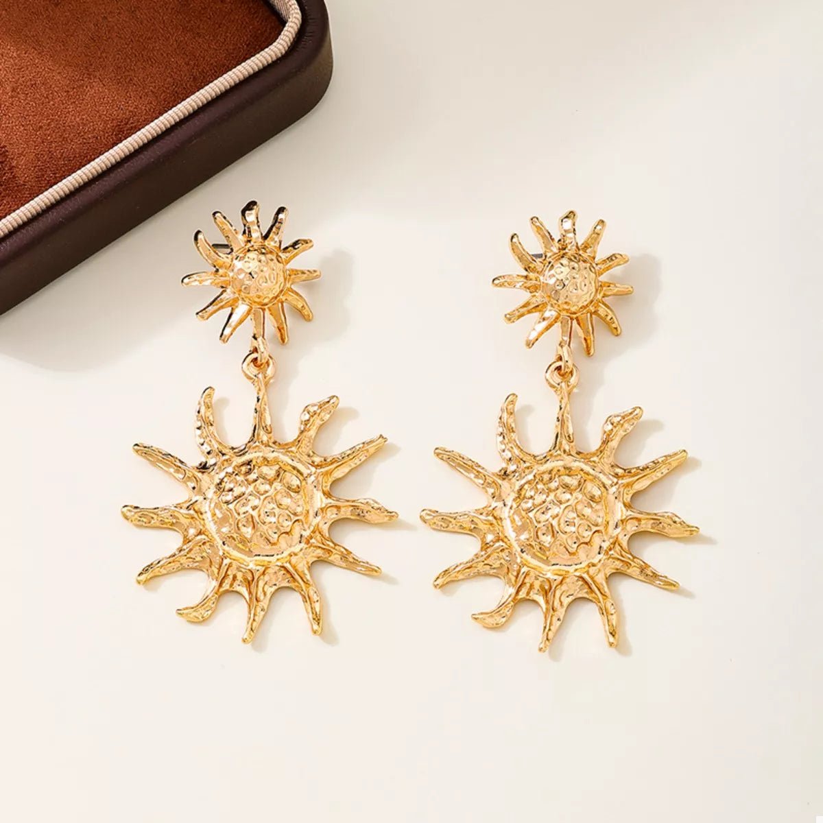 18K Gold - Plated Sun Burst Drop Earrings - MAD RUFFI