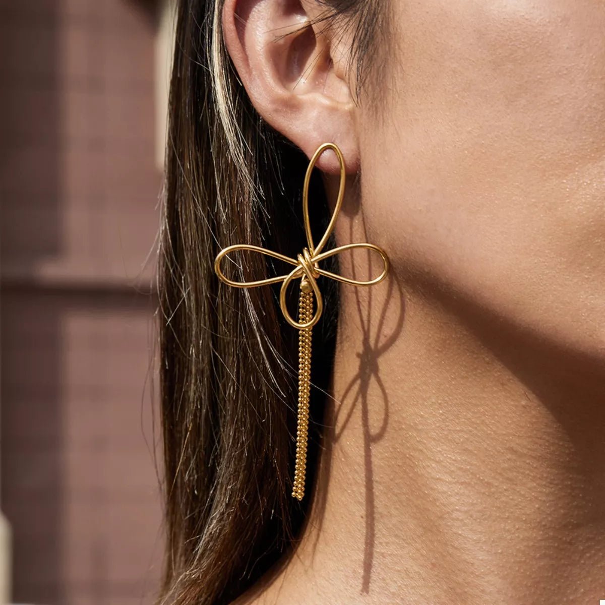 18K Gold - Plated Tassel Bow Earrings - MAD RUFFI