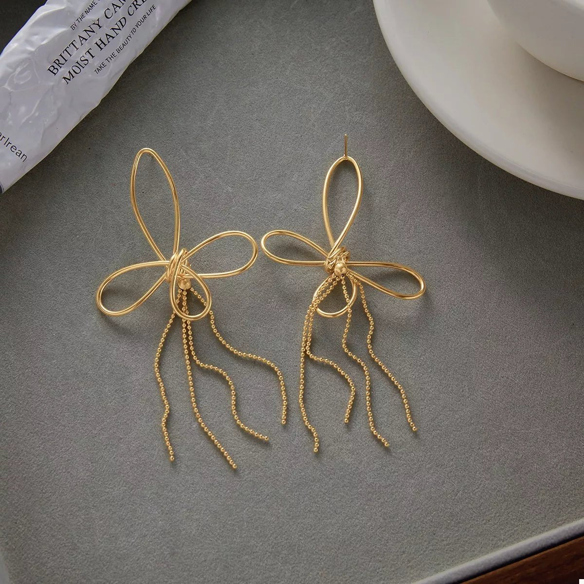 18K Gold - Plated Tassel Bow Earrings - MAD RUFFI